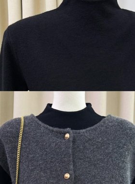 错过真太可惜~黑色软糯糯针织毛衣新款内搭叠穿半高领打底衫上衣