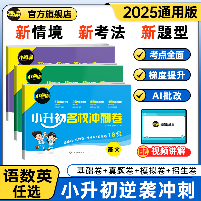 卷霸旗舰店 2025小升初试卷名校冲刺卷数学语文英语通用版人教版毕业总复习小学升初中六年级下册招生分班测试考试卷模拟真题卷