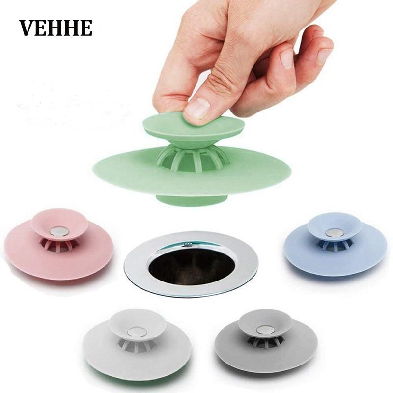 VEHHE Silicone Press Drain Hair Catcher Sink Strainer Stopp