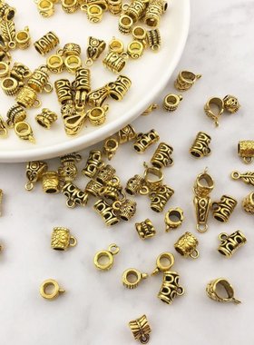 饰品diy串珠混装120材料挂件挂头三通连接手链个古金吊坠扣饰品