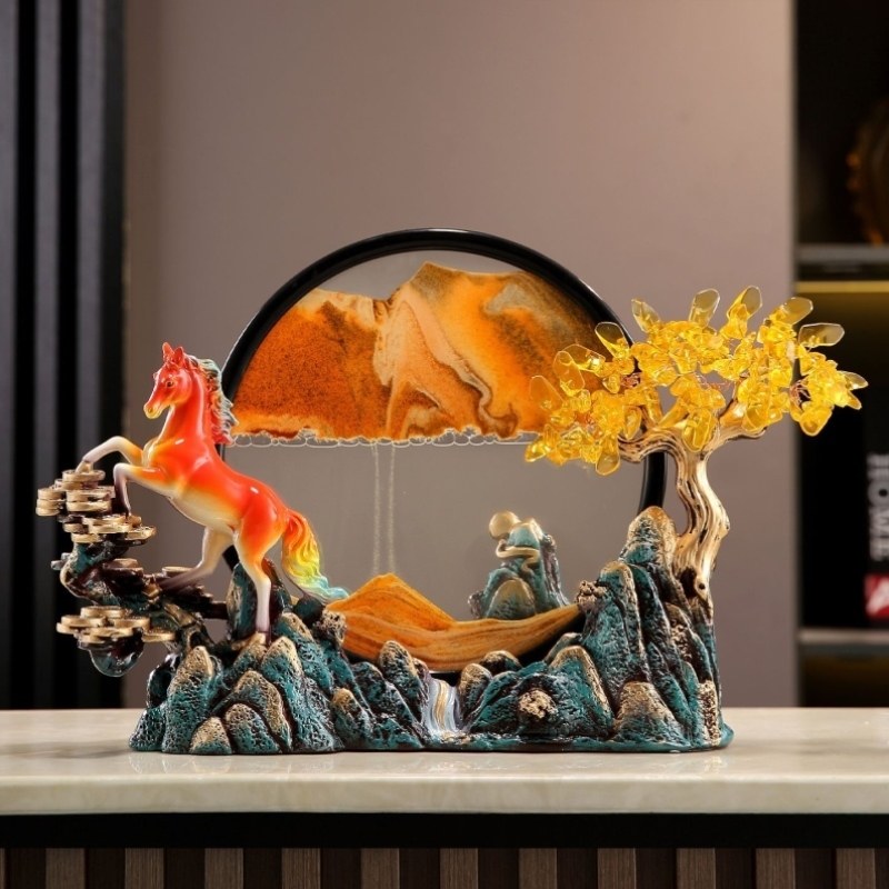 酒柜乔迁流沙摆件马到成功装饰品电视柜招财沙漏客厅高档步步高升,家居饰品,木雕,淘宝优惠券,粉丝福利购,淘宝优惠卷