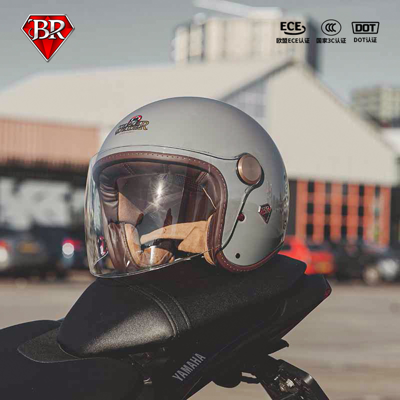 BR摩托车复古头盔男士半盔