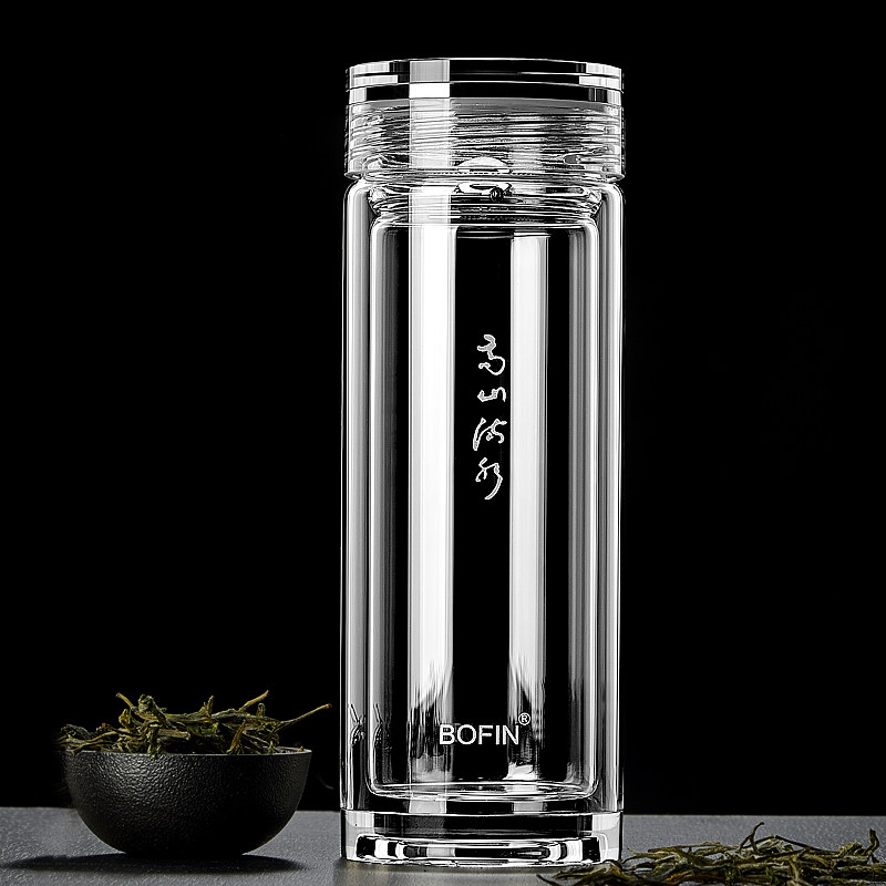 BOFIN 商务高档双层玻璃杯男士可携式泡茶专用水杯隔热车载防烫杯,餐饮具,玻璃杯,淘宝优惠券,粉丝福利购,淘宝优惠卷