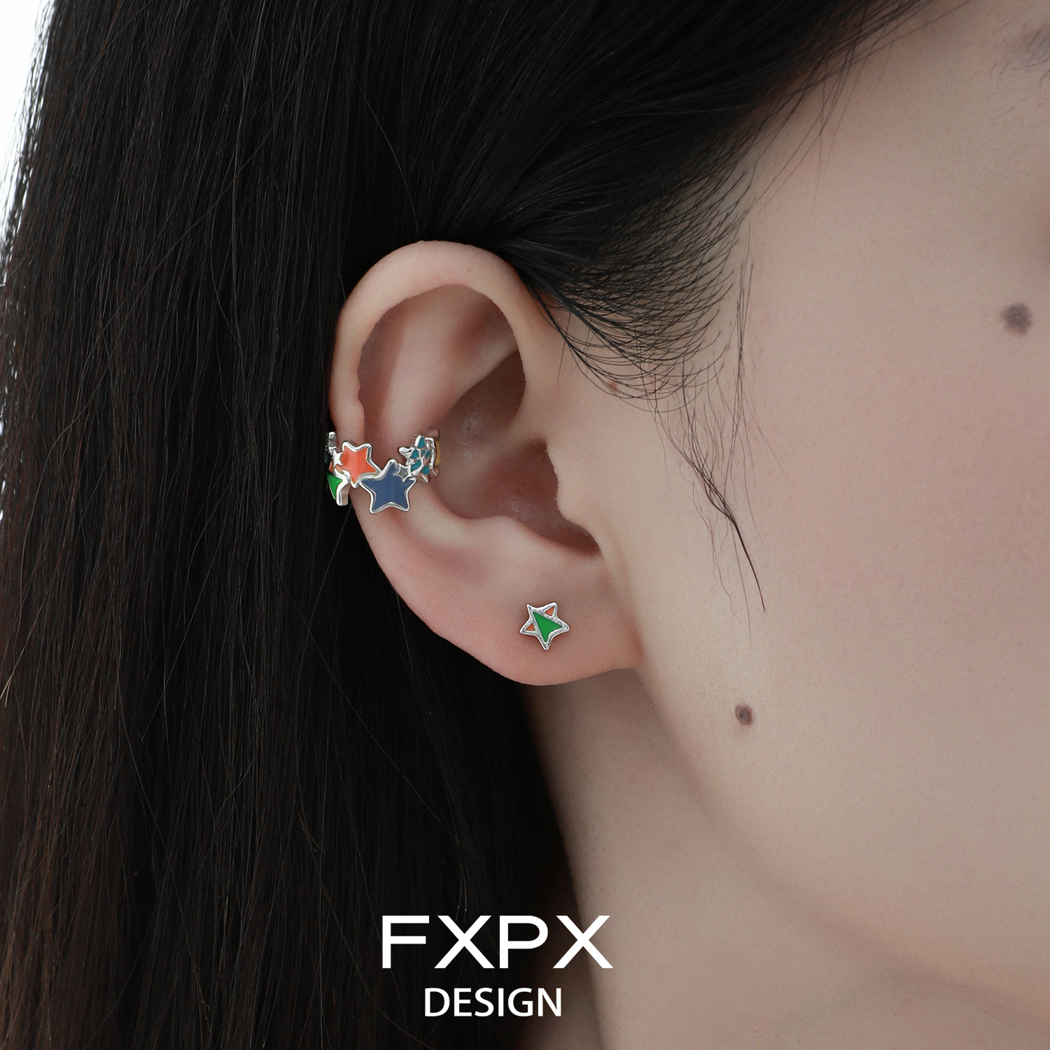 FXPX 原创星空纸飞机耳骨夹小众冷淡风无耳洞耳饰清冷系百搭耳夹
