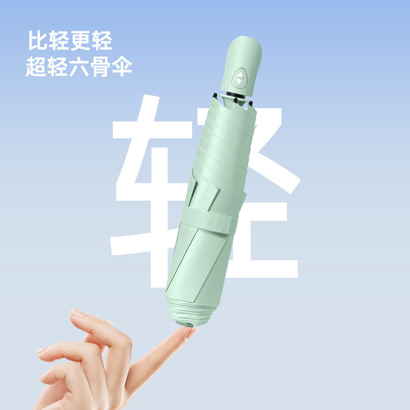 三折6骨全自动超轻伞黑胶防晒遮阳折叠女便携铅笔伞厂家现货印字