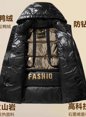 潮牌黑金羽绒服男女同款加厚保暖