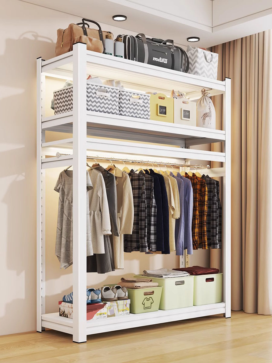 家用置物架仓储货架简易开放式组装衣架卧室衣柜仓库阳台收纳架子