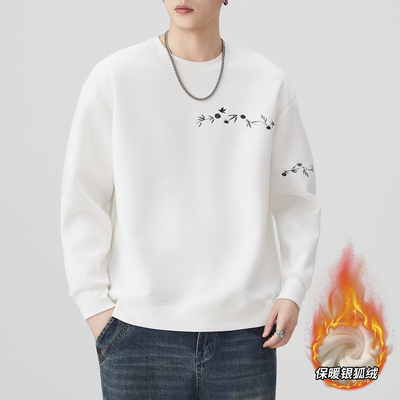 圆领卫衣加绒加厚男生穿搭上衣