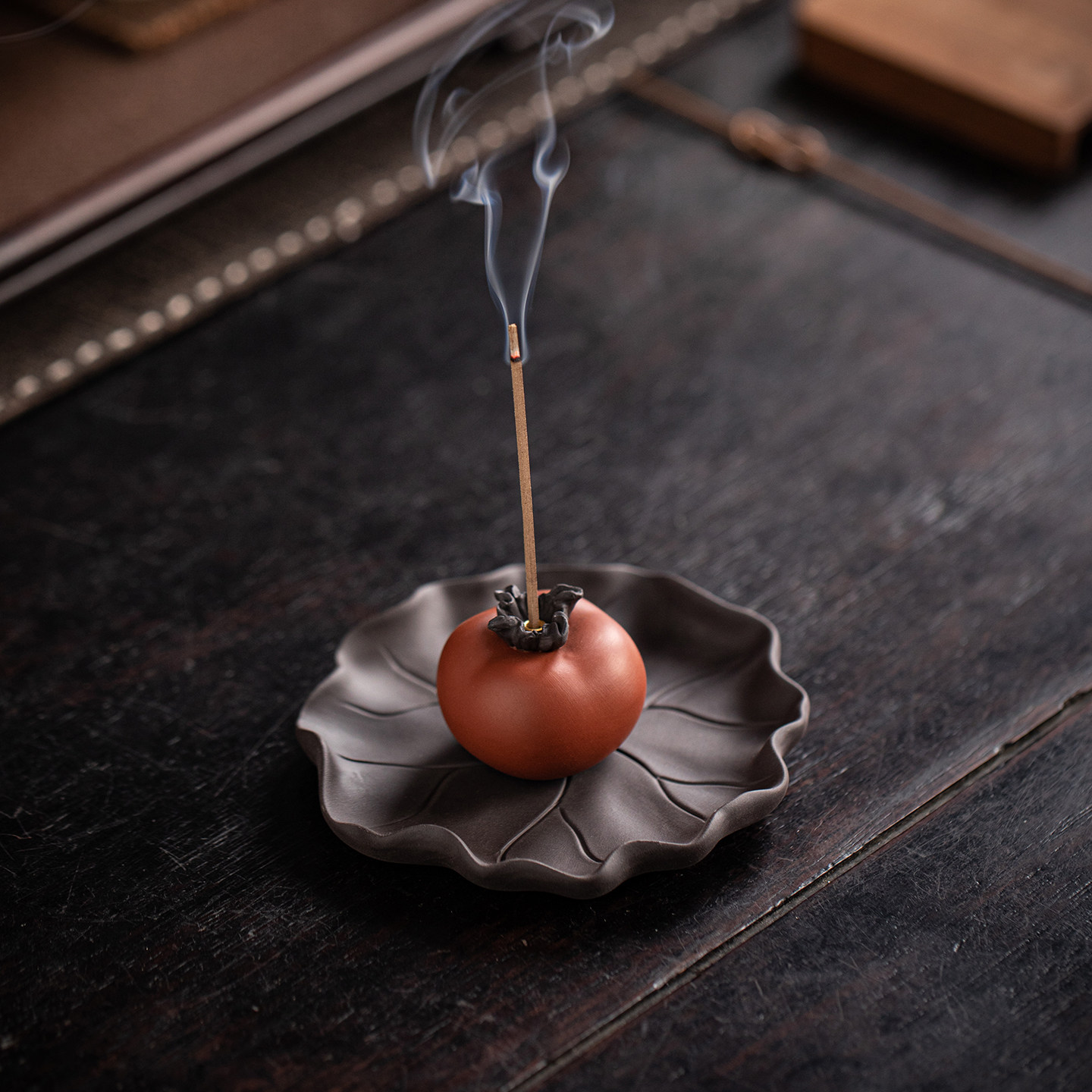 柿柿如意陶瓷香插香托家用室内沉香檀香薰香炉茶道柿子香座摆件,家居饰品,香托/香盘/香座/香插,淘宝优惠券,粉丝福利购,淘宝优惠卷