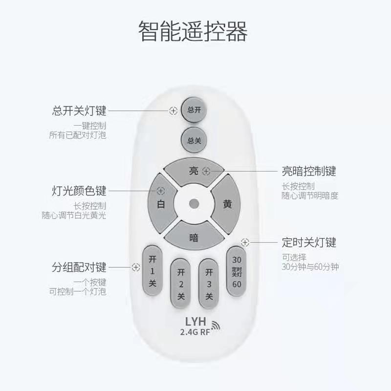 24G遥控无极调光调色球泡灯泡照明LED灯螺口小夜灯高亮LED单灯E27