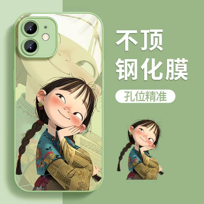 个性女孩适用于Turbo3红米K80pro手机壳note14玻璃壳note12高级感K70Es防摔note13全包硅胶软边创意保护套