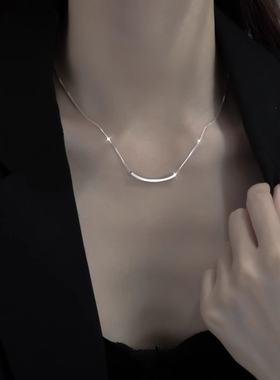 S925纯银微笑项链送女友