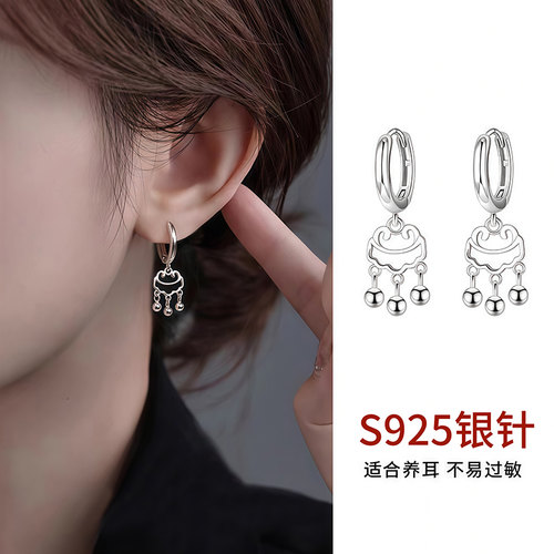 S925银针养耳洞耳圈女流苏防过敏