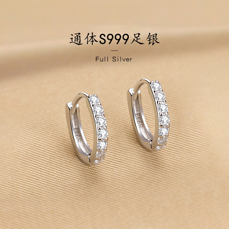 999纯银睡觉免摘镶钻耳环爆款女