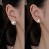 999足银施家珍珠耳钉轻奢女款 高级感耳环2025新款 正圆小灯泡耳饰