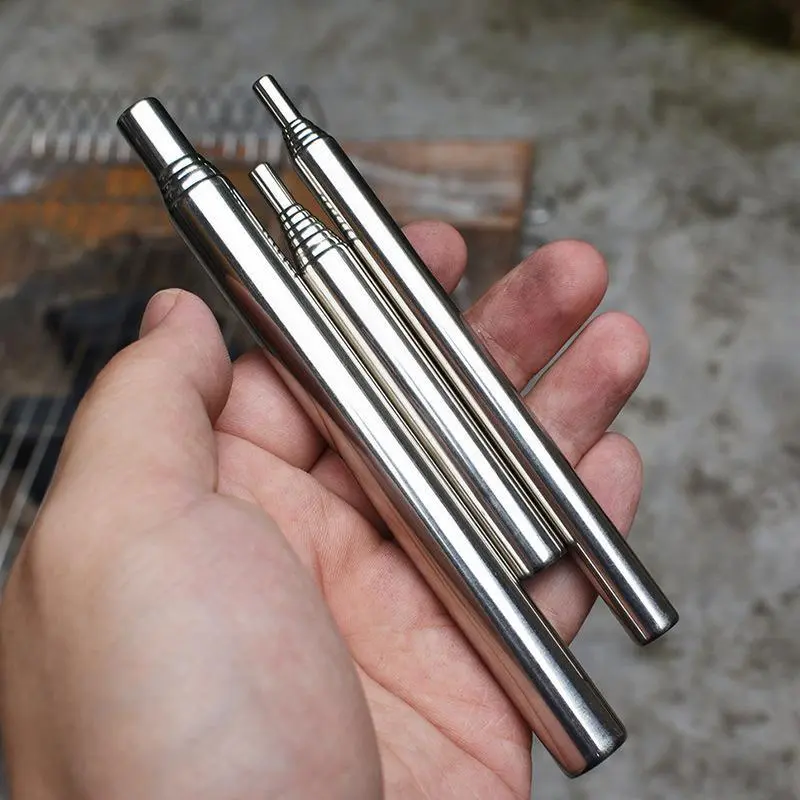 户外不锈钢吹火筒吹火管可伸缩吹火棒野营生火工具Pocket Bello
