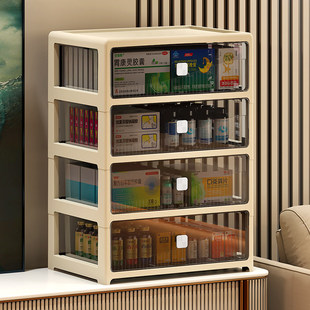 抽屉式药箱透明药物收纳盒家用药品大容量医药箱置物架家庭分装箱