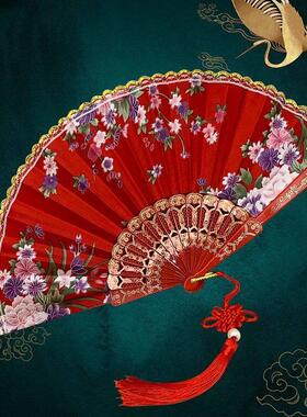 Silk Cloth Folding Fan Traditional Chinese Dancing Fans Hand