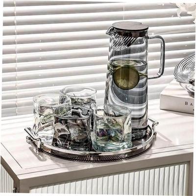 Glass cup set beer cups with tray holder heat-resistant si