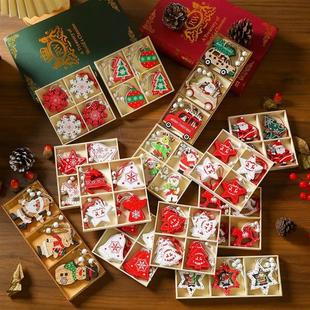Ornaments Gift Box Wooden Pendant Tree Decor Set Christmas