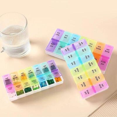 Weekly Pill Case Box Organizer 7 Days 2 Times A Day 14 Grids