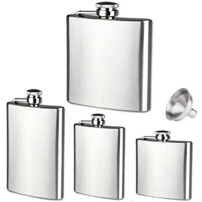 Stainless Steel Hip Liquor Whiskey Alcohol Bottle Flask Cap