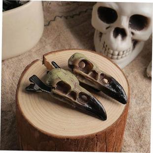 hair skull clip Skull beak Halloween duck Crow
