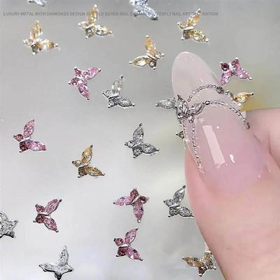 10pcs Mini 4*5mm Crystal Butterfly Nail Art Charms 3D Diamon