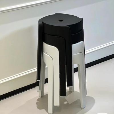 Nordic round stool plastic adult stackable high table chair1