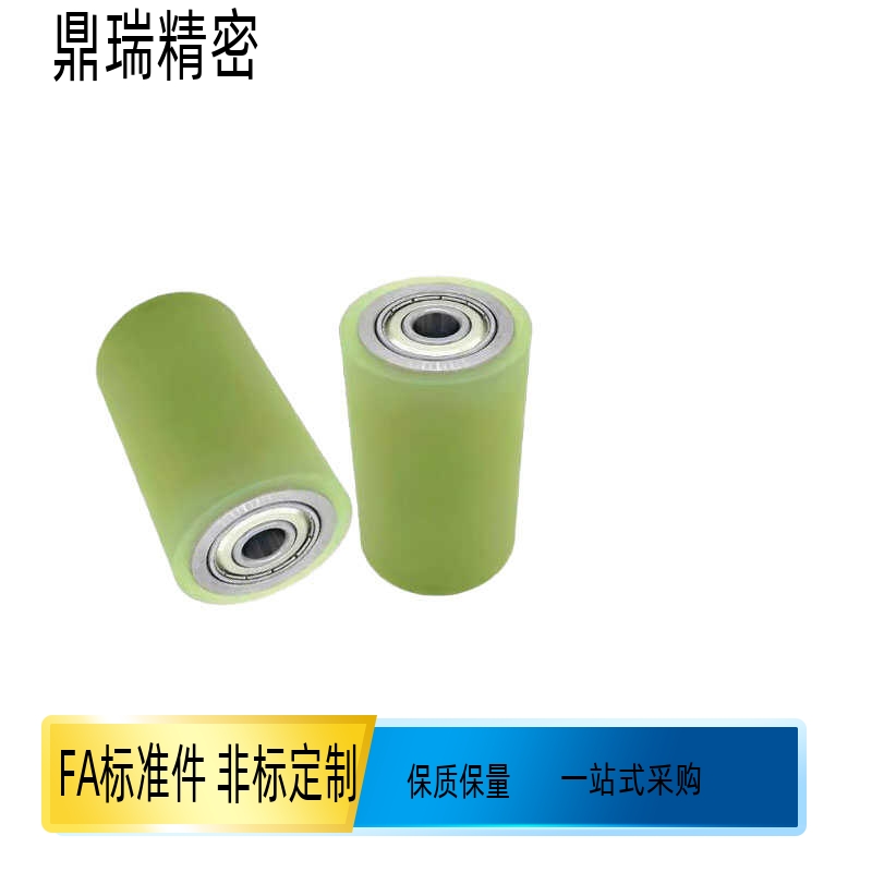 无动力聚氨酯耐磨pu双轴承包胶轮