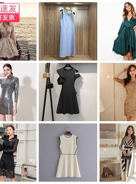 样板房女士衣帽间衣柜连衣裙黑白裙子展厅展柜陈列软装服饰摆件