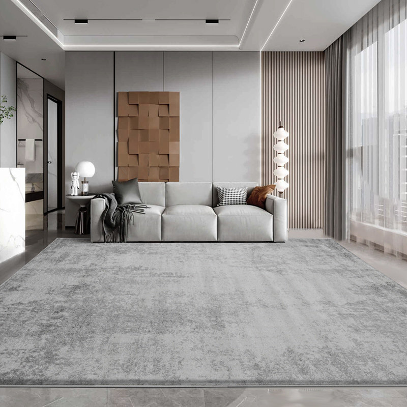 现代简约地毯客厅卧室地垫北欧极简风美欧式耐脏黑白灰茶几垫轻奢