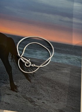 蛇骨绳扣手錬打结双层叠戴冷淡风银小众设计高级轻奢简约饰品情侣