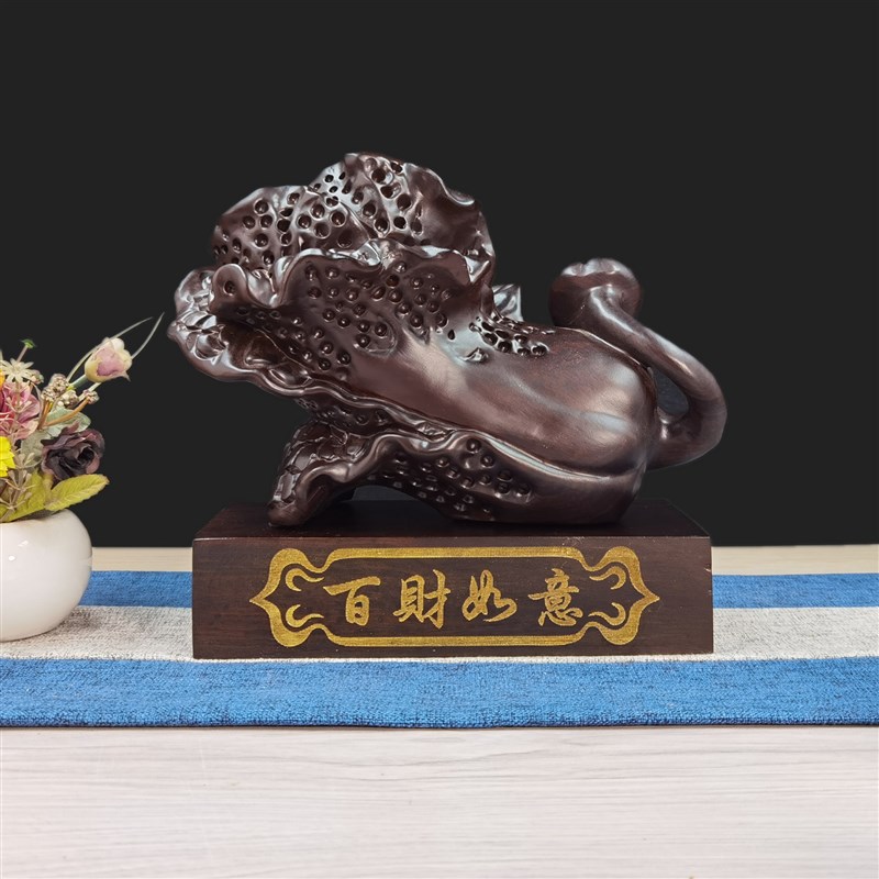 实木雕刻白菜摆件吧台酒柜装饰品店铺开业家居摆件百财如意图片