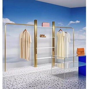 服装店展示架上墙壁挂双层挂衣架上墙组合架卖场上衣裤子陈列货架