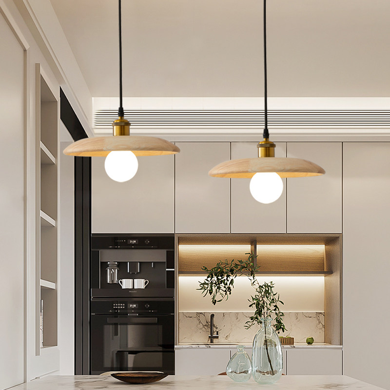 餐厅灯日式吊灯实木复古侘寂风卧室床头民宿茶室吧台灯北欧小吊灯