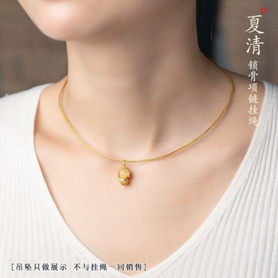 金色钢丝项圈不掉色锁骨链绳吊坠绳高级感颈圈绳百搭吊坠挂绳皮绳
