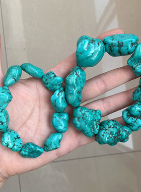 湖北天然原矿绿松石随形原石手串原料毛料手链圆珠散珠吊坠挂件