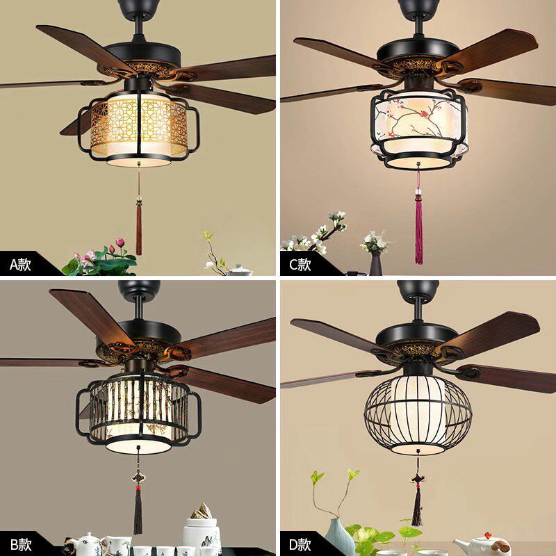 新中式餐厅风扇灯复古客厅卧室茶室仿古带灯吊扇灯智能变频电扇灯,家装灯饰光源,风扇灯,淘宝优惠券,粉丝福利购,淘宝优惠卷