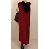 冬 n针织圣诞新过连衣裙子红色年战袍内搭女装 背带衣服套装 年法式