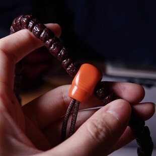 牧区红色料器树脂一体佛头三通配件文玩纯手工DIY念珠手持束尾