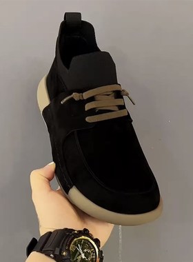 20248秋季新款纯皮商务休闲一脚蹬舒适圆头时尚百搭软底皮鞋男