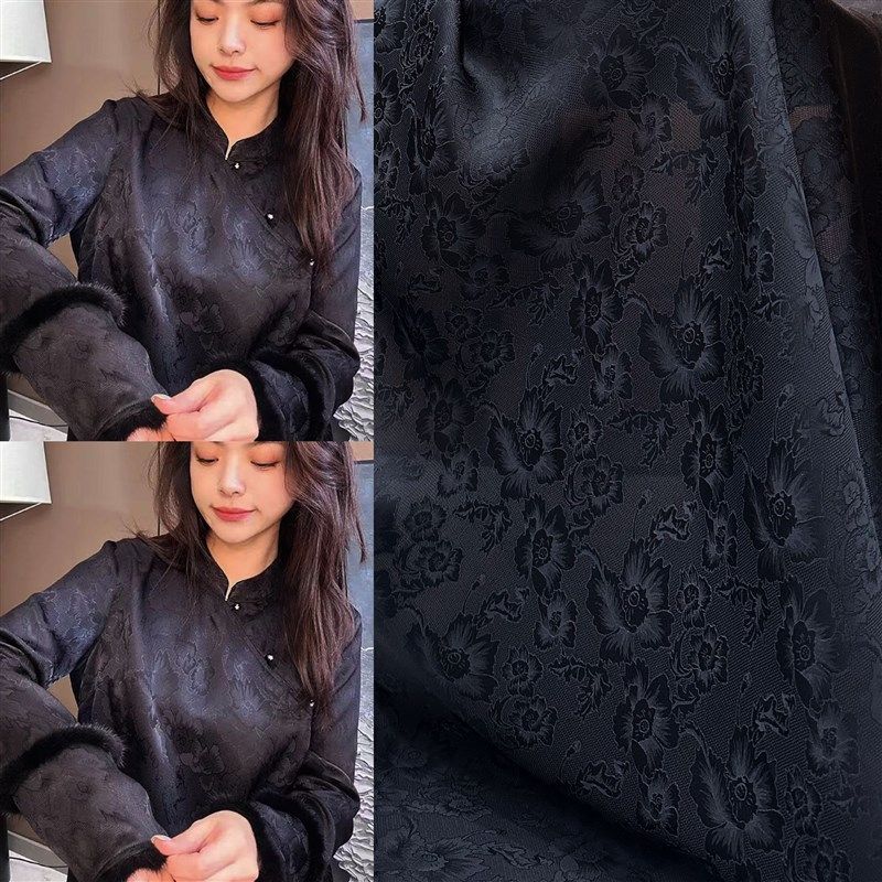 新款全人丝透孔花罗提花面料 春夏衬衫连衣裙旗袍布料