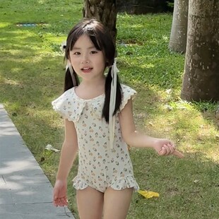 泳装 洋气宝宝夏装 沙滩碎花海边度假 儿童女孩夏季 女童泳衣2025新款