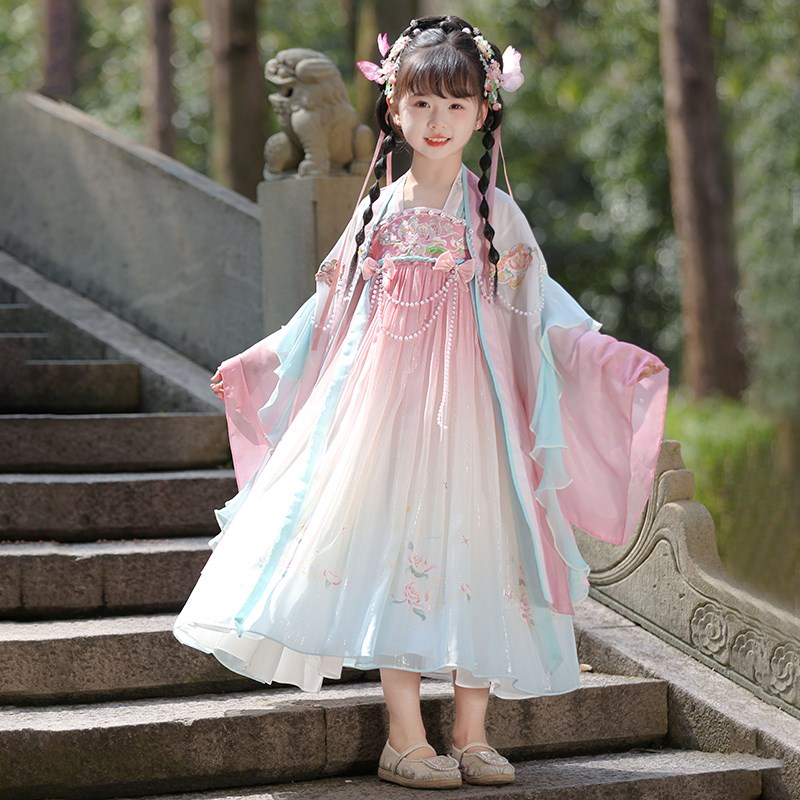 汉服女童夏款国风公主裙2025新款春季儿童古装襦裙女孩唐装连衣裙