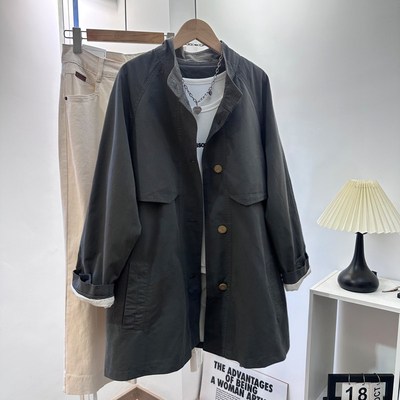 高级感立领风衣外套女2025春秋新款今年流行爆款中长款小个子大衣