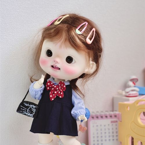 胖点体娃衣学院风制服套装点弟点妹肉肉少女鱼体英伦风连衣裙六分