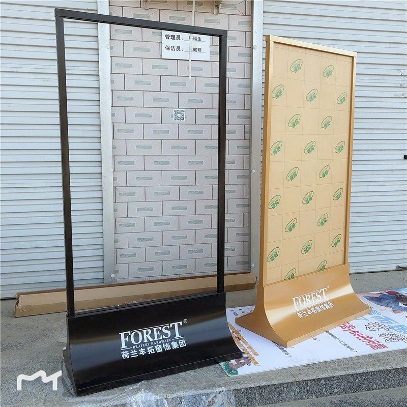 丽屏展架广告牌展示架不锈钢玻璃立牌导视牌商场海报架立式落地式