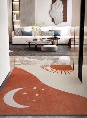 简约pvcc皮革地垫日月同辉可裁剪可擦洗入户门垫进门口防滑地毯