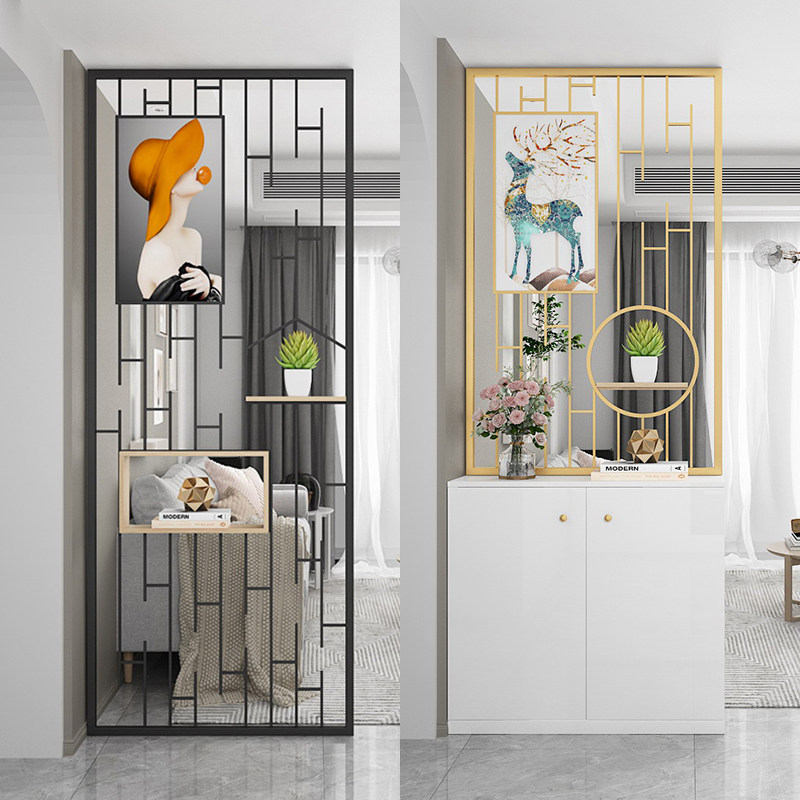 铁艺屏风隔断餐客厅入户柜子玄关装饰北欧不锈钢卫生间干区镂空墙